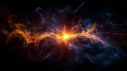 Fototapete - Dynamic energy waves surging through the dark void abstract art digital design cosmic environment close-up view