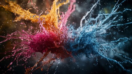 Leinwandbilder - Colorful fragility abstract art strands in a creative studio atmosphere