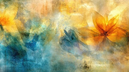 Wall Mural - Complex, layered digital textures blending to create a multi-dimensional visual with vibrant colors.