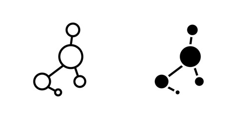 Chart network vectors icons set in filled and strokes on white background