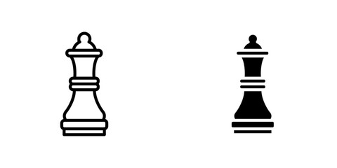 Wall Mural - chess queen vectors icons set in filled and strokes on white background