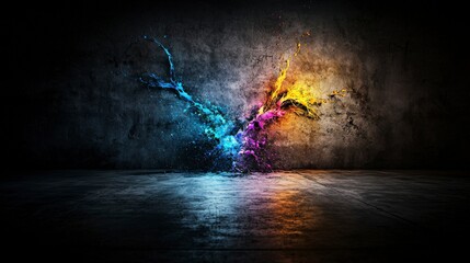 Fototapete - Dynamic abstract color explosion urban studio digital art gritty environment close-up view vivid expression