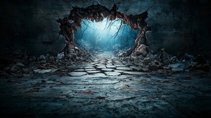Aufkleber - Descent into darkness a surreal digital art journey through the void of thought and abandoned space