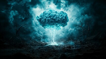 Leinwandbilder - Storm of thought engulfing perception abstract landscape digital art surreal environment dramatic viewpoint
