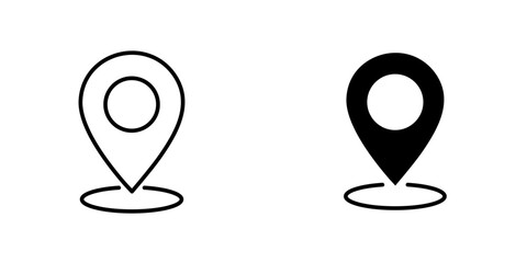 Wall Mural - map marker vectors icons set in filled and strokes on white background