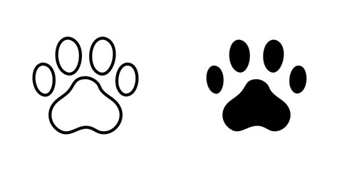 Wall Mural - paw vectors icons set in filled and strokes on white background