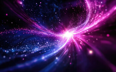 Wall Mural - a vibrant cosmic swirl of purple and blue colors, filled with sparkling stars and glowing light, evo