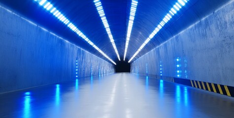 Sticker - Illuminated tunnel, reflecting lights on floor, for travel, urban design, safety