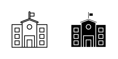 Wall Mural - school vectors icons set in filled and strokes on white background