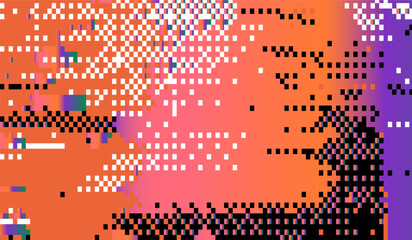 Aufkleber - Abstract bright retrofuturistic vector background with glitch art artifacts in holographic neon colors.