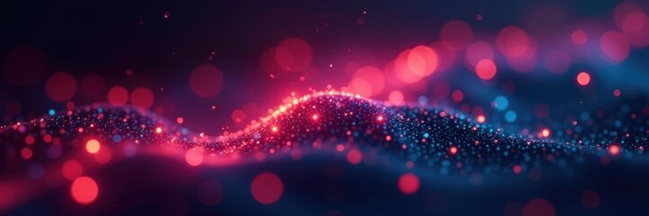 Abstract glowing nodes & lines on dark background, science, wireframe, light