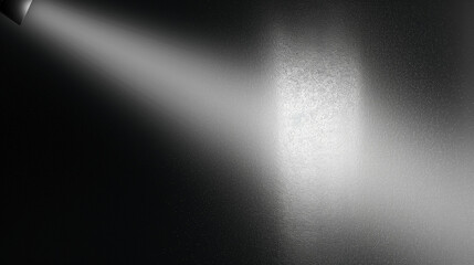 Poster - Abstract background featuring a spotlight illuminating a black wall with a gray gradient texture, creating a sleek and modern design with ample copy space for branding, advertising, or creative use, w
