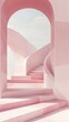 © Kitta Studio - Elegant Pink Staircase in Artistic Minimalist Architecture Design