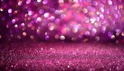 Poster - luxury pink bokeh glitter background with soft glowing light reflections for festive designs, invitations, and branding

