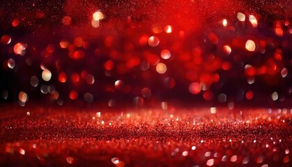 Poster - shimmering red bokeh glitter background with sparkling light reflections for luxury, festive, and holiday design projects

