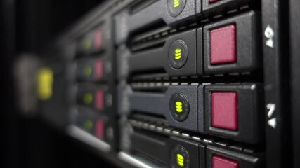 Wall Mural - Cloud computing data storage 3d rendering Server room data center. Backup mining hosting computer