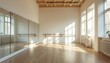 © RIDEC - Bright Dance Studio with Mirrors and Wooden Bar