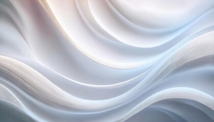 Poster - soft fluid wave texture with layered curves in pastel white and blue tones, perfect for modern background and digital art

