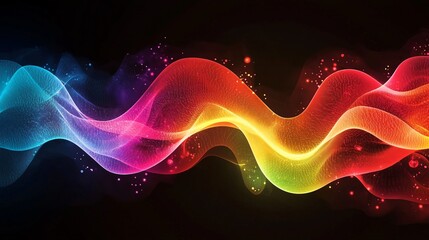 Canvas Print - abstract rainbow wave. colorful vibrant energy flow on dark backdrop. modern, eye-catching design el