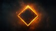 © SuperStockGallery - Abstract Golden Diamond Frame with Energetic Fire Aura and Dark Smoky Background.