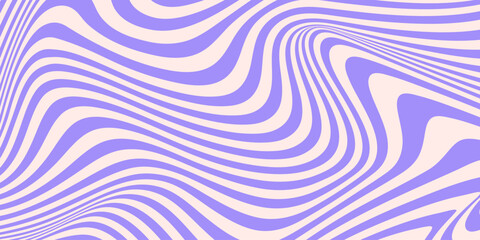 Poster - Abstract horizontal monochrome background with dynamic waves. Trendy vector illustration in style retro 60s, 70s. Beige and purple colors