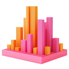 Poster - Colorful 3D bar graph in pink, orange, and yellow, showcasing data visualization with modern design. Ideal for presentations and creative projects