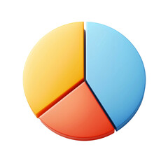 Aufkleber - colorful pie chart divided into three segments yellow, red, and blue, representing data visualization and analysis