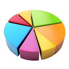 Leinwandbilder - colorful pie chart with eight segments, representing data visually. Each segment is different vibrant color, showcasing modern design suitable for presentations