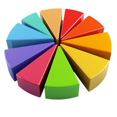 Fototapete - Colorful pie chart segments arranged in circular pattern, showcasing vibrant hues. This represents data visualization and can be used for educational or business purposes