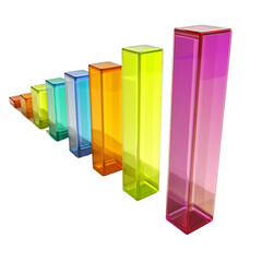 Poster - Colorful transparent bars arranged in ascending order, representing growth and progress. vibrant hues create visually appealing effect, ideal for presentations and infographics