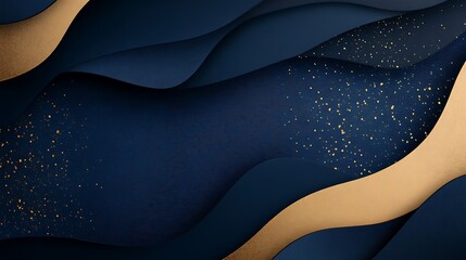 Wall Mural - Abstract Blue Gold Wave Design Background