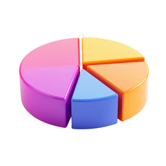 Leinwandbilder - Colorful pie chart with segments in pink, orange, yellow, and blue, representing data visualization and analysis