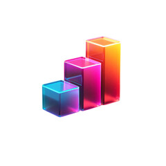 Poster - Colorful 3D bar graph with glowing effects representing growth and progress. Ideal for business and technology themes