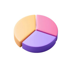 Poster - Colorful pie chart model representing data segments, featuring purple, pink, orange, and yellow sections. Ideal for educational and presentation purposes