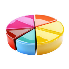 Leinwandbilder - Colorful pie chart model representing data segments, showcasing vibrant sections in red, pink, blue, green, yellow, and orange. Ideal for educational and presentation purposes