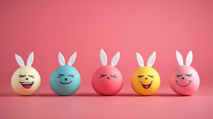 Wall Mural - Colorful Easter eggs with playful bunny ears bringing joy to the festive celebration on Easter Sunday