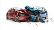 © SerPhoto - Red and blue car accident crash collision isolated on white background with copy space for design