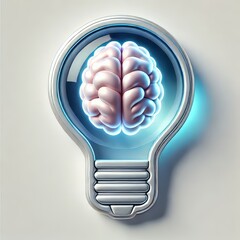 Wall Mural - brain-shaped lightbulb symbolizing creativity, innovation, and knowledge in technology and education