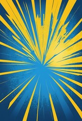 Wall Mural - Abstract Blue And Yellow Radiating Lines Design