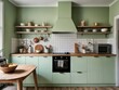© RaksaLinggo - Sage Green Kitchen With Wooden Accents And Farmhouse Style