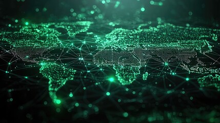 Wall Mural - global network connections illuminated world map