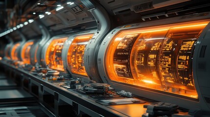 Wall Mural - Futuristic Server Room Data Processing System
