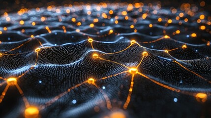 Wall Mural - Abstract Network Data Visualization With Glowing Nodes