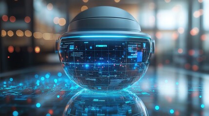 Wall Mural - futuristic sphere displaying digital data information