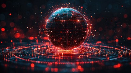 Wall Mural - illuminated global network sphere abstract art