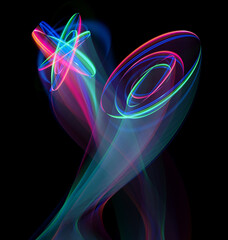 Wall Mural - physical graphic concept of atomic structure. light ring. colorful electron particle. .speed of ligh