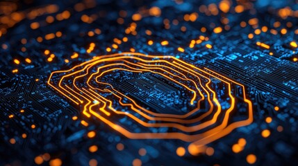 Wall Mural - abstract circuit board fingerprint digital technology