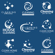 © Alexkava - collection of cleaning service design with sparkle stars isolated on blue background