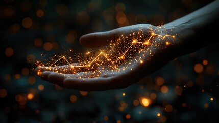Wall Mural - Glowing Graph Lines Held In A Gentle Hand