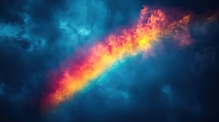 Wall Mural - Vibrant Color Burst Across Dark Cloudy Sky